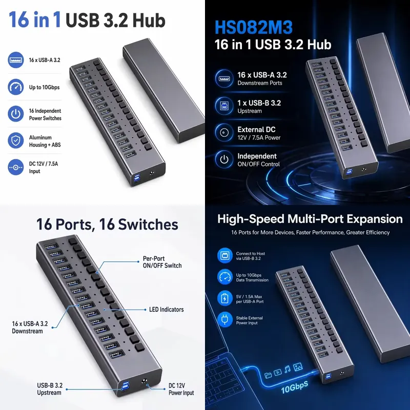 Multi Port Usb Hub - AP01 für 16-Port USB 3.2 Gen2