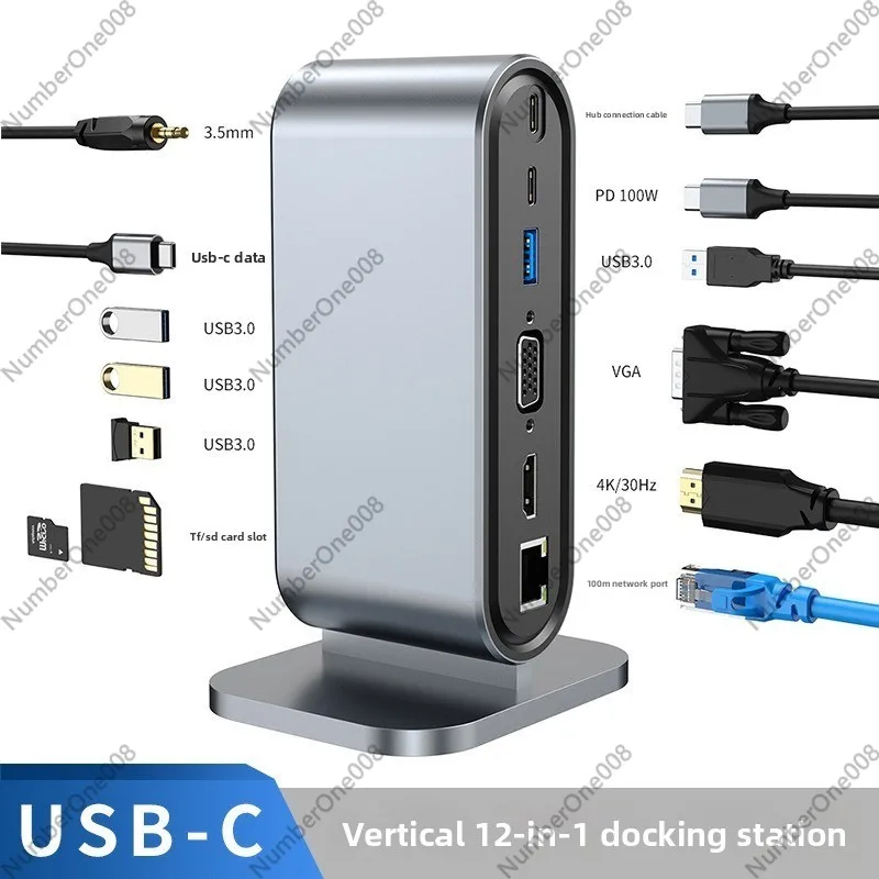 Multi Port Usb Hub - 12-Port Vertikale USB-Dockingstation, 4K HDMI Multiport-Hub