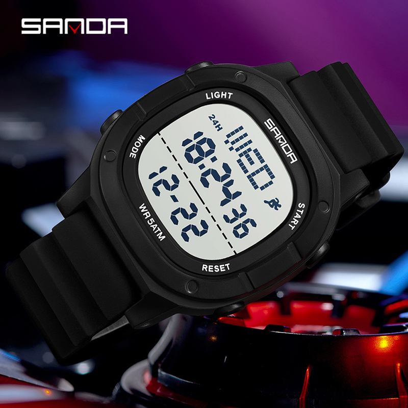 Digital Timer Countdown - SANDA Neue modische elektronische Herrenuhr, Wecker,