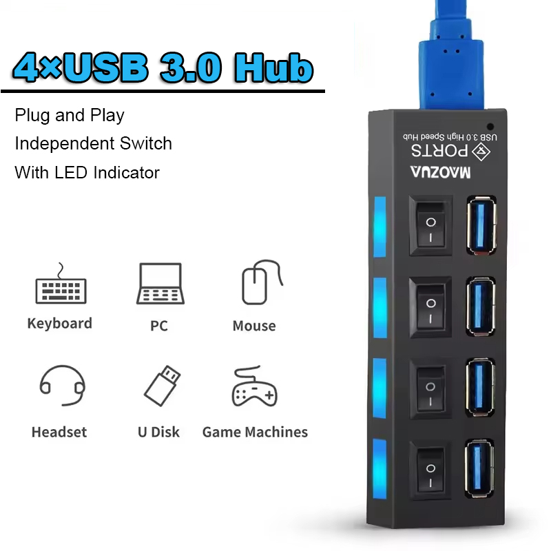Multi Port Usb Hub - Hochgeschwindigkeits-4-Port-USB-HUB, 4 × USB 3.0-Adapter, Expander,