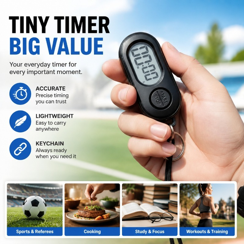 Digital Timer Countdown - Digitaler Stoppuhr-Timer-Schlüsselanhänger, Kleine LCD-Uhr, Leichter Countdown-Timer