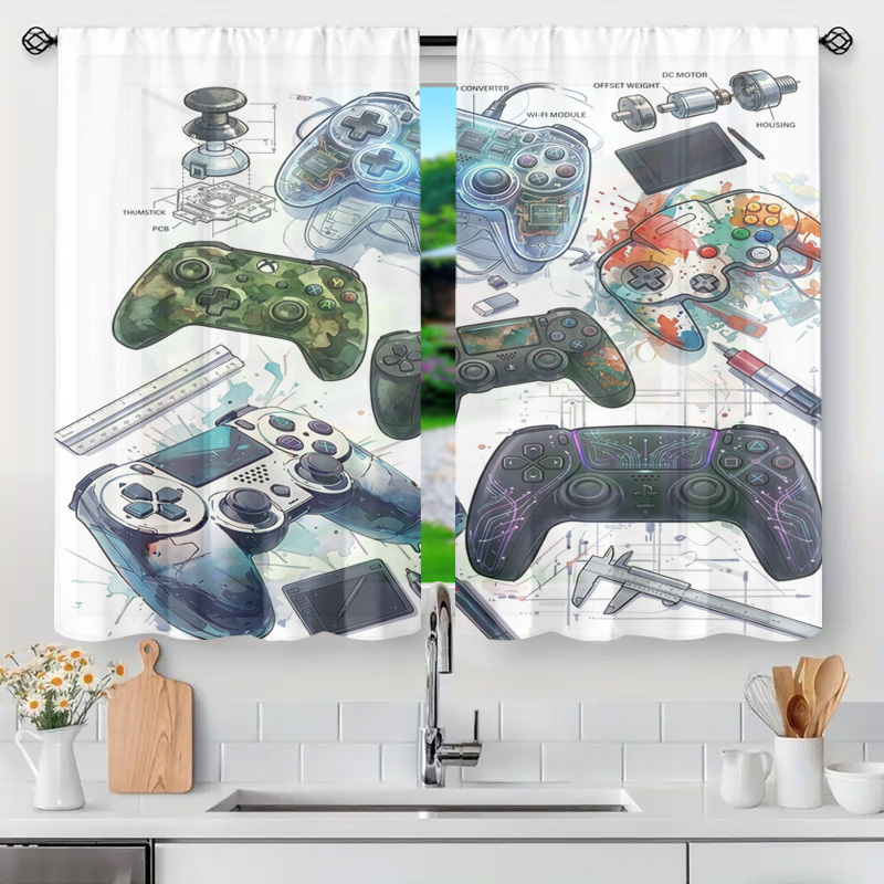 Tech Office Youtube - Blueprint Game Controller Schaltplan Vorhangpaneel Gamer-Raumdekoration