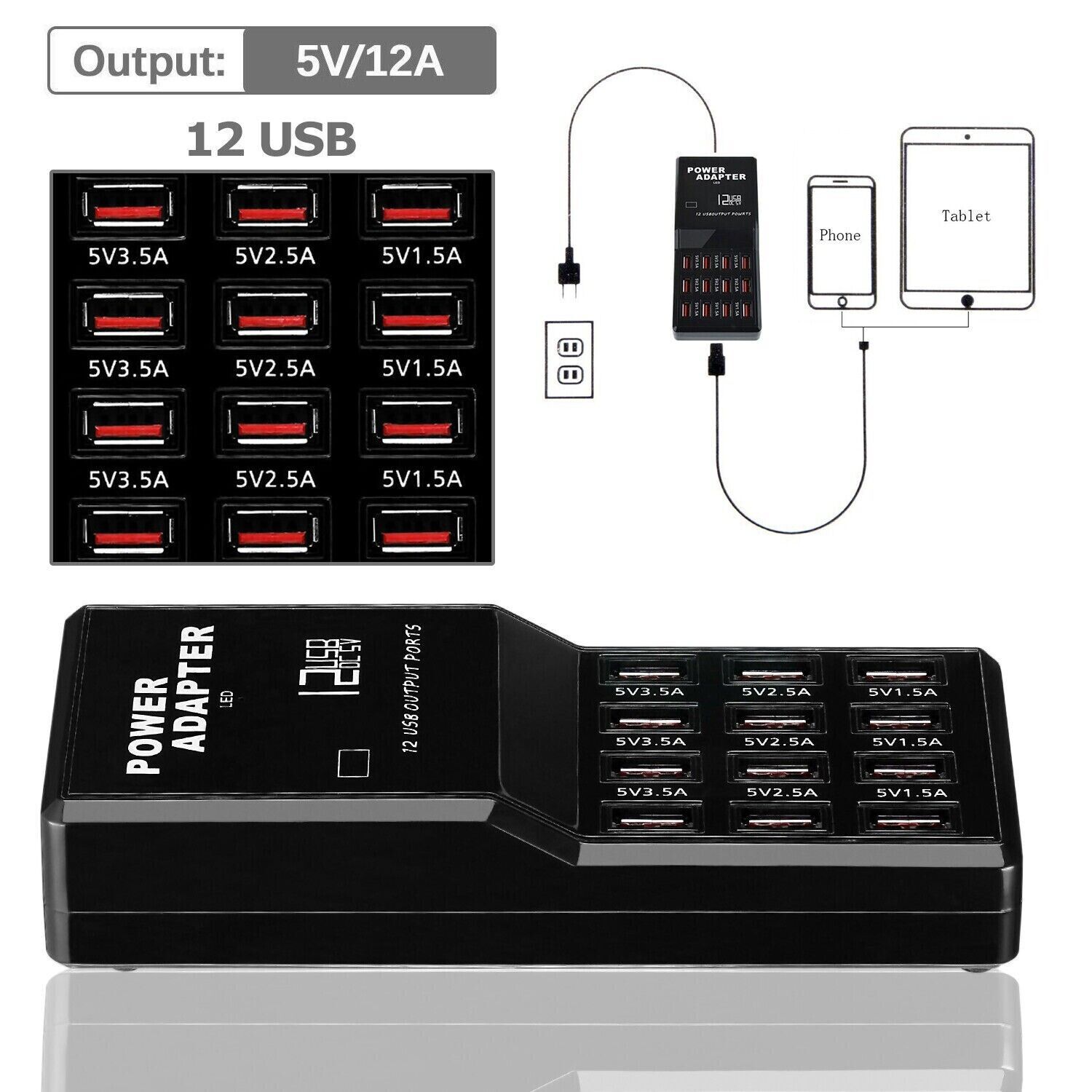 Multi 12-Port USB-Ladestation  – Multi Port Usb Hub Bewertung und Preis